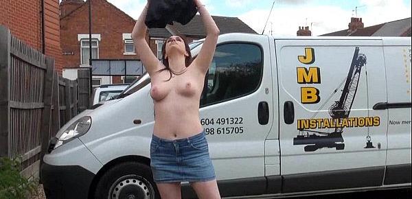  Daring public flasher and outdoor amateur babe exposing firm tits and shaved